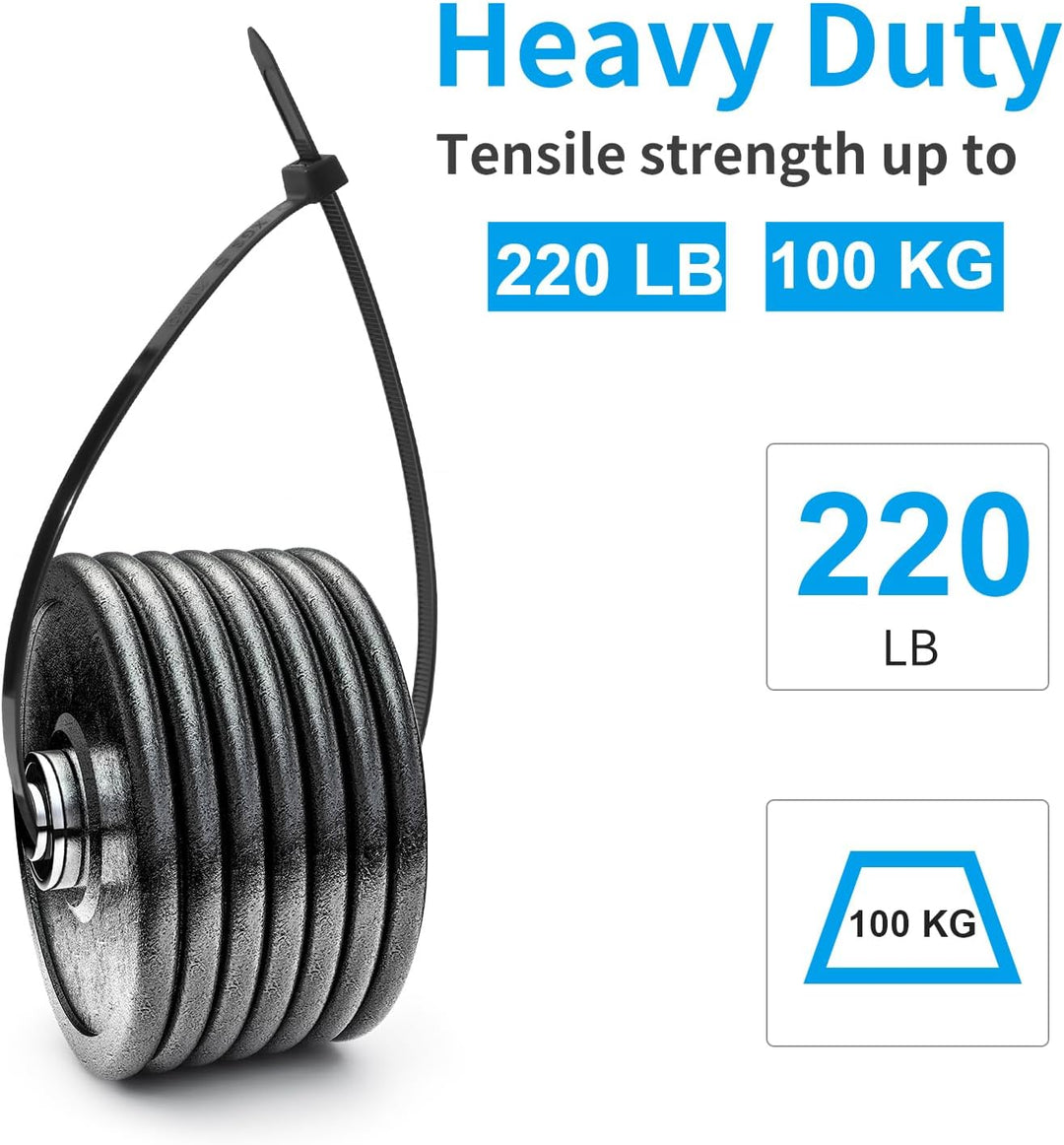XINGO Schwarze Kabelbinder, robust, verschiedene Grössen (30,5 cm + 35,6 cm + 45,7 cm + 61 cm), 600