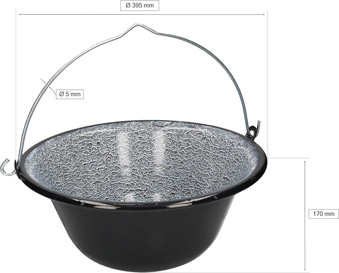 KOTARBAU® Ungarischer Gulaschkessel Emailliert 10 L zum Aufhängen am Dreibein-Gestell 10L, 10L