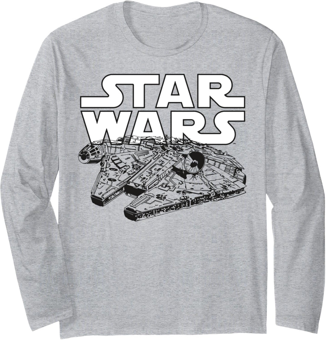 Star Wars Millennium Falcon Outlined Logo Poster Langarmshirt