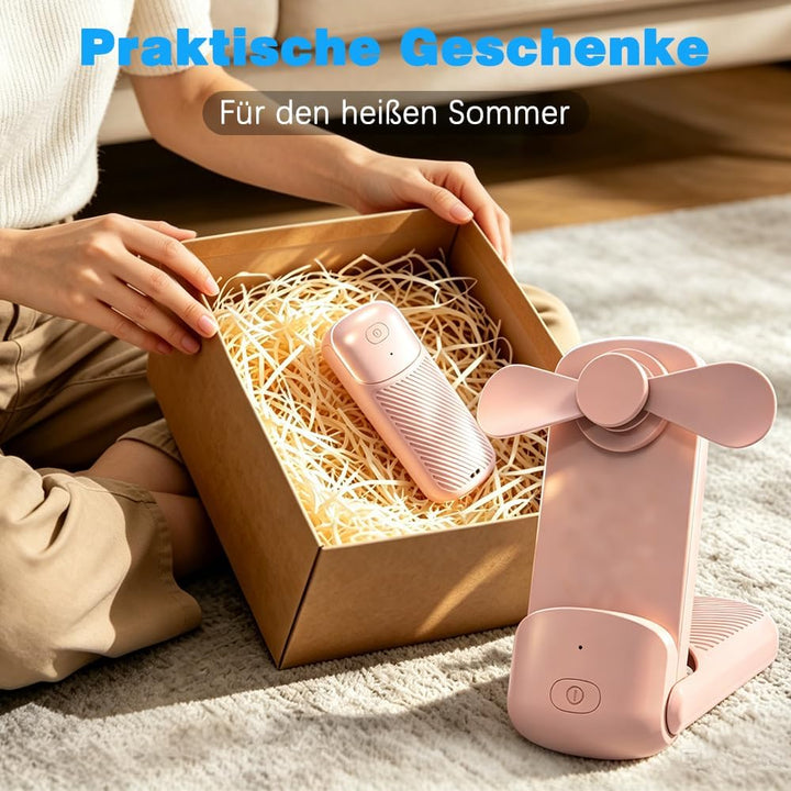 HOAMZ Mini Handventilator, 3-in-1 Handventilator, 3 Geschwindigkeiten wiederaufladbarer USB Faltbare