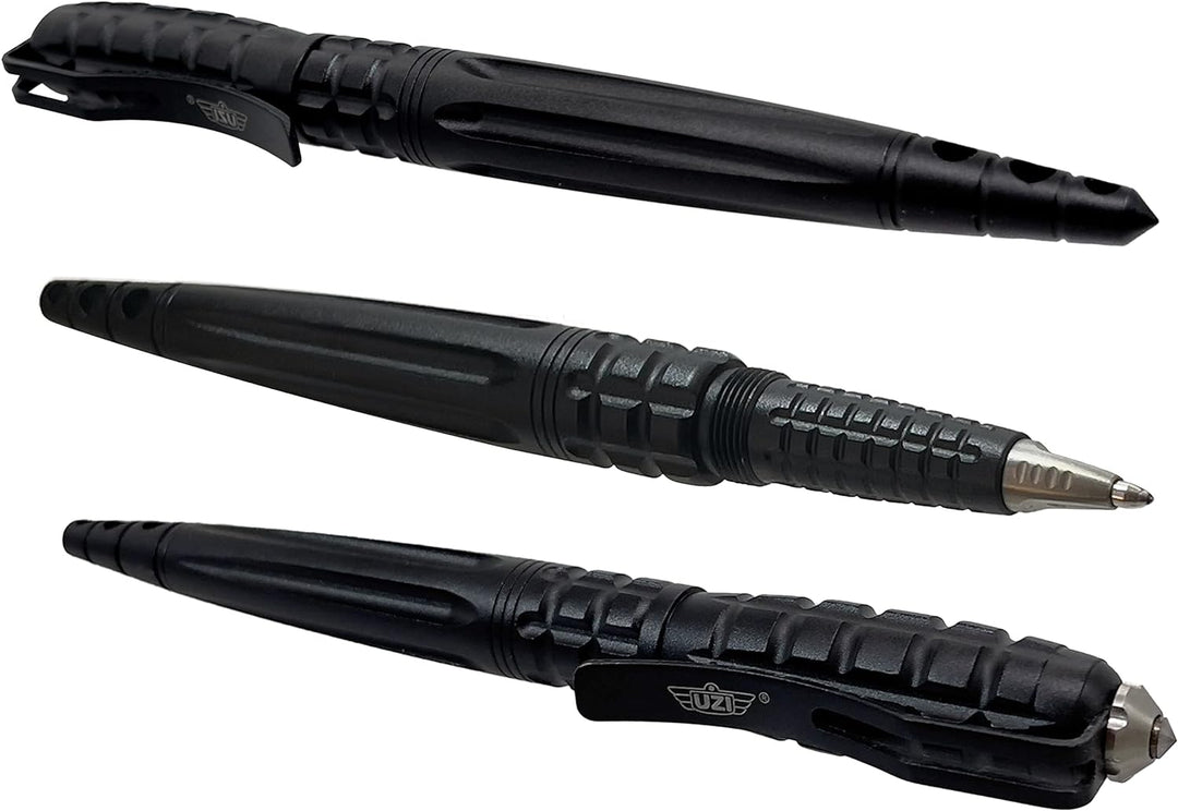 Uzi Kubotan Kugelschreiber mit Glasbrecher Black Edition Schwarz, Schwarz