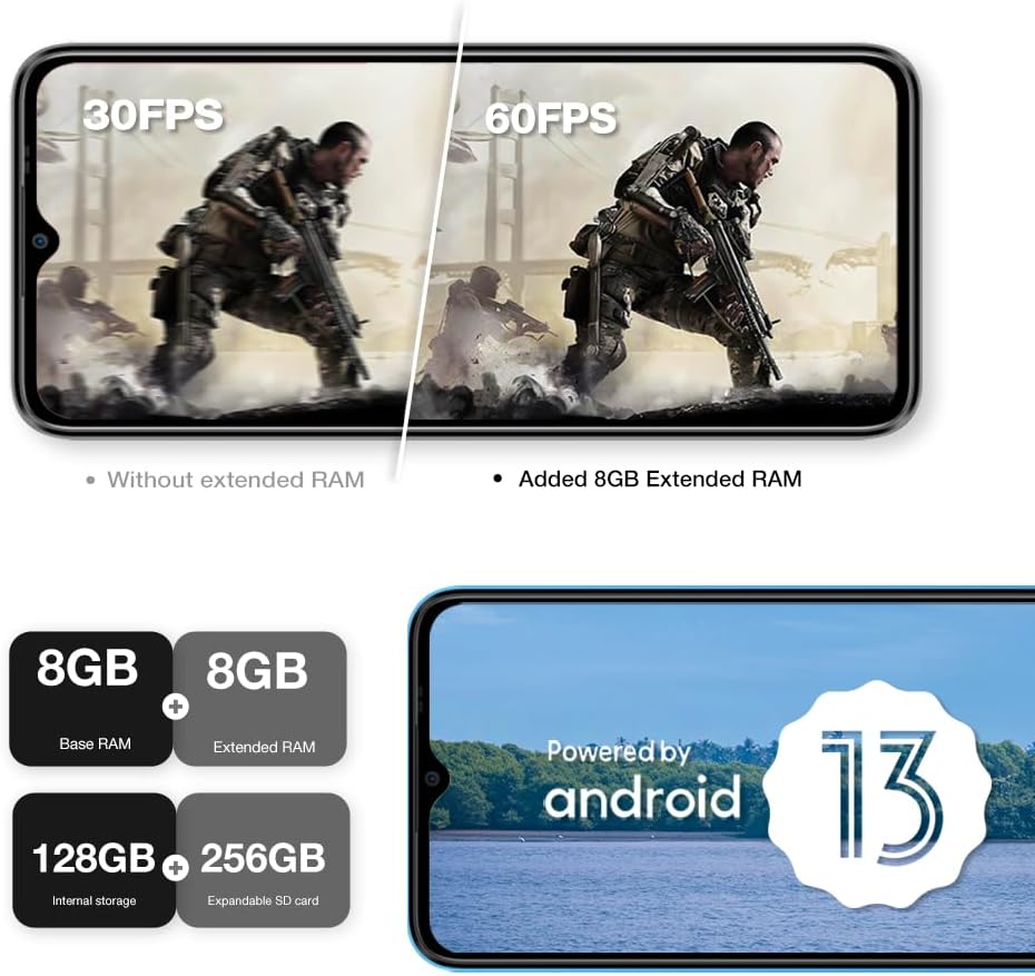 AGM Note N1 Smartphone [2023], Android 13 Smartphone ohne Vertrag, 8 GB+128 GB, Dual 50MP Kamera, 6,
