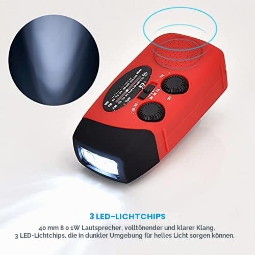 Solar Radio, Solar Dynamo Kurbel Radio FM AM NOAA Tragbares Outdoor Kurbelradio, LED Licht Notfallra