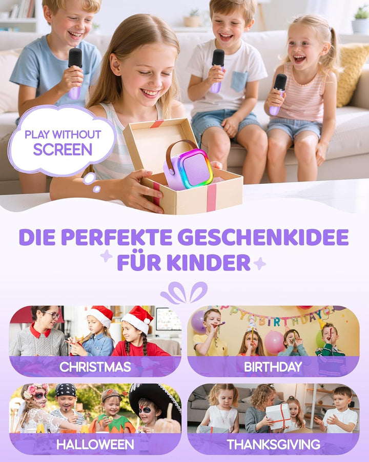 Karaoke Maschine Kinder, Geschenk für Mädchen 3-12 Jahre, Karaoke Kinder Spielzeug ab 3-12 Jahre Mäd