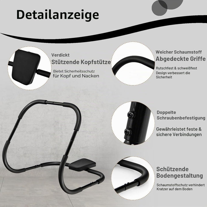 KOMFOTTEU AB Trainer Bauchmuskeltrainer mit gepolsterter Kopfstütze, Trainingsgerät für Krafttrainin