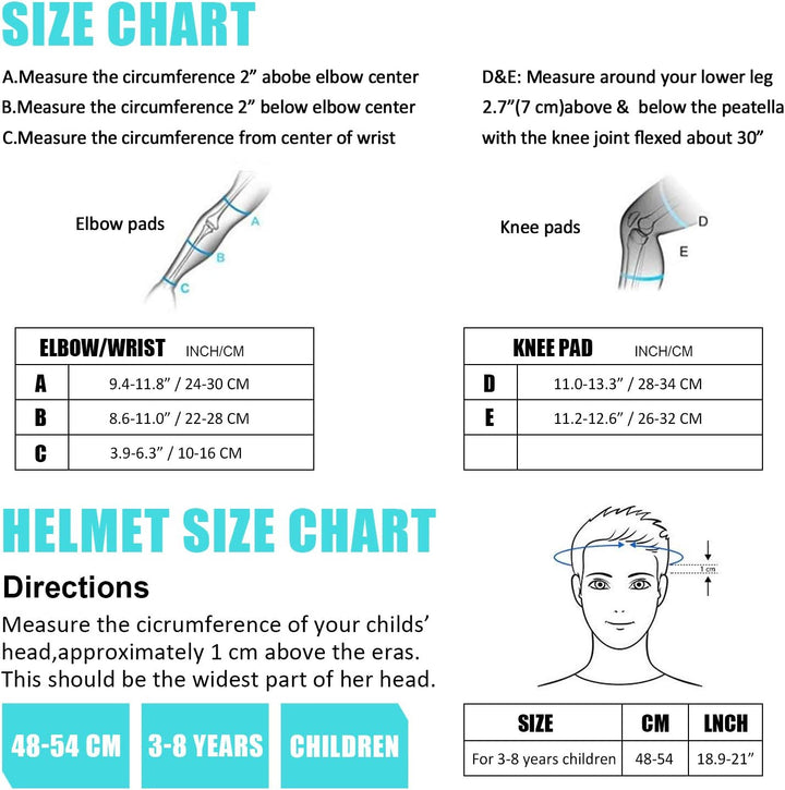 LANOVAGEAR Kinderhelm Schonerset 2-8 Jahre, Skatehelm Protektoren Kinder Knieschoner inliner Schutza