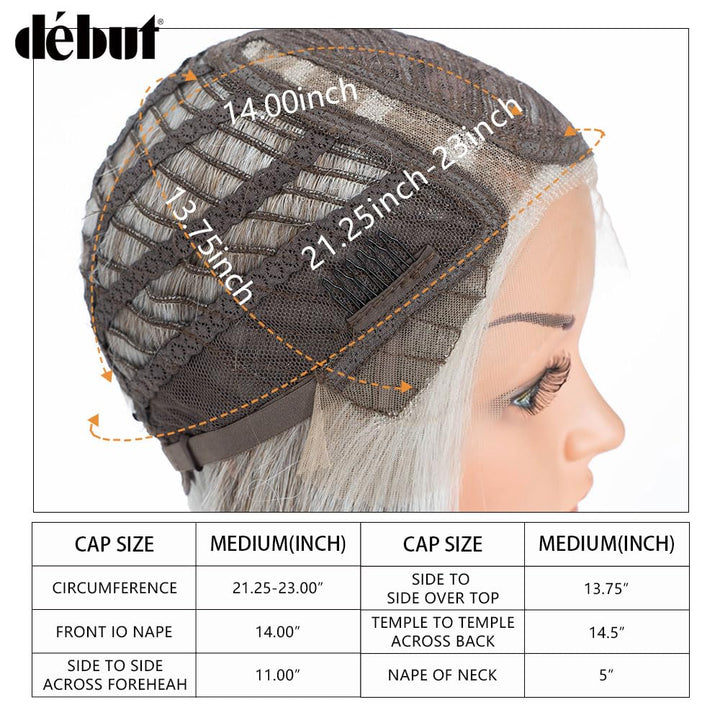 Lace Front Perücke für schwarze Damen Bob Perücke für weisse Damen Kunsthaar 24 cm 120g Natur Glatt