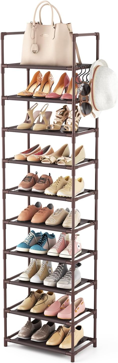 Schuhregal mit 10 Ebenen, Schuh-Organizer für 20-25 Paar Schuhe, offener Schuhschrank hoch, Schuhstä