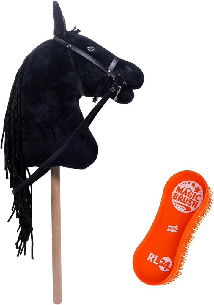 RL24 HKM - Hobby Horse Bobby inkl MagicBrush | Steckenpferd mit Trense | Spielpferd aus Plüsch mit H