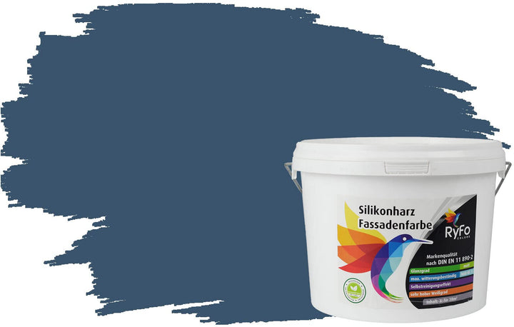 RyFo Colors Silikonharz Fassadenfarbe Lotuseffekt Trend Alpenseeblau 3l - bunte Fassadenfarbe, weite