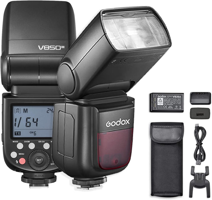 Godox V850III Kamerablitz Speedlite 76Ws, 2600mAh Lithiumbatterie, 1,5s Wiederaufladezeit, 2,4G X Wi