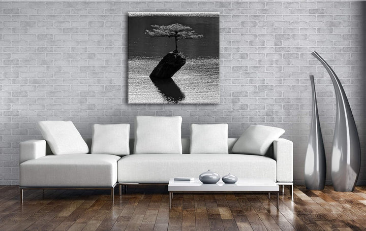 deyoli beeindruckender Baum Mitten im Wasser Format: 60x60 Effekt: Schwarz&Weiss als Leinwandbild, M