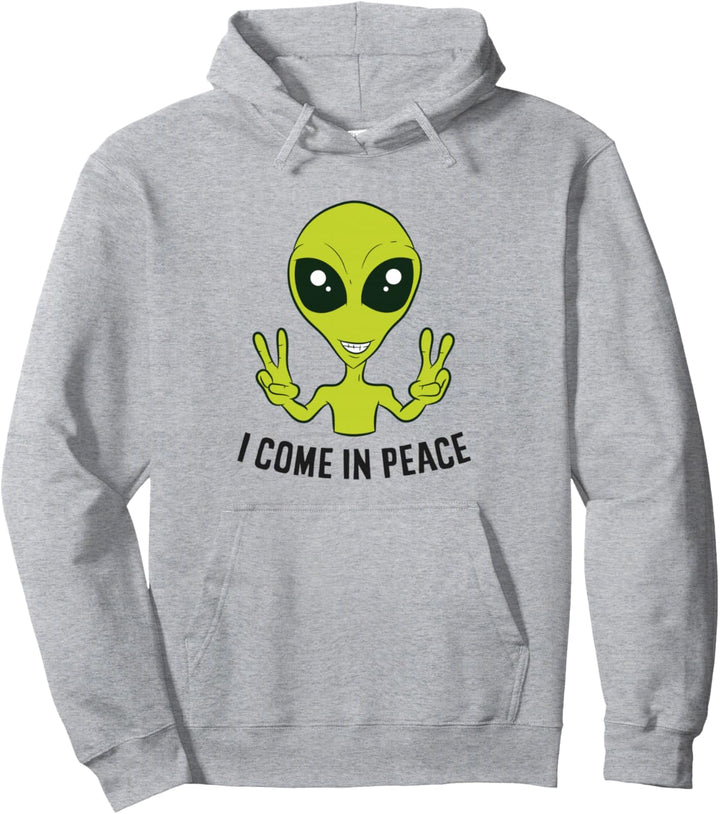 Lustiger Alien Ufo Space Rave EDM Music I Come In Peace Pullover Hoodie