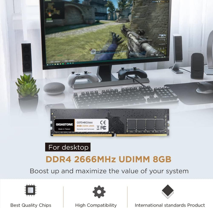 【DDR4 RAM】 GIGASTONE 8GB DDR4 2666MHz (2400MHz or 2133MHz) PC4-21300(PC4-19200/17000) CL19 1.2V UDIM