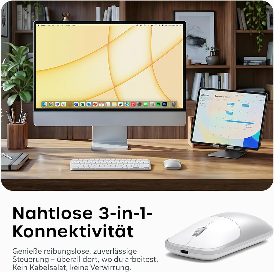 SATECHI Slim EX Kabellose Computermaus, Multi Device Bluetooth & 2,4-GHz für macOS, Windows, iPadOS