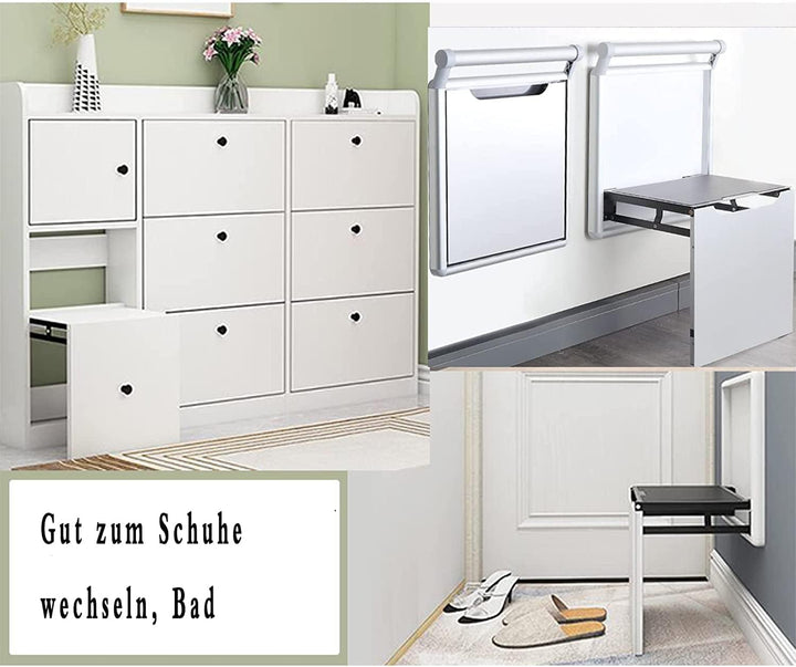 Belastbar bis 350 kg rutschfeste Sitzfläche Wandmontierte Wandklappstuhl Wandhocker Duschklappsitz