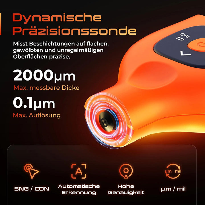 GOYOJO Lackdickenmessgerät Auto 0–2000 μm – Schichtdickenmessgerät Digital für Auto Karosserie, Miss