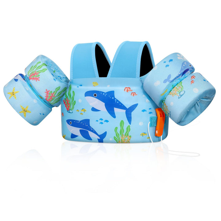 MoKo Kinder Schwimmflügel, Cartoon Schwimmweste mit Schultergurt Schwimmtraining Jacke Schwimmende B