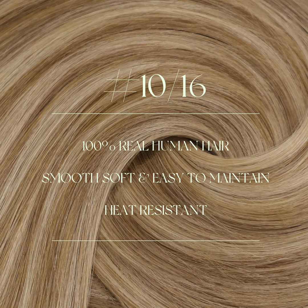 RUNATURE Blond Clip Extensions Echthaar Dunkelblond mit Goldblond Glatt Haar Clip in Haarextensions