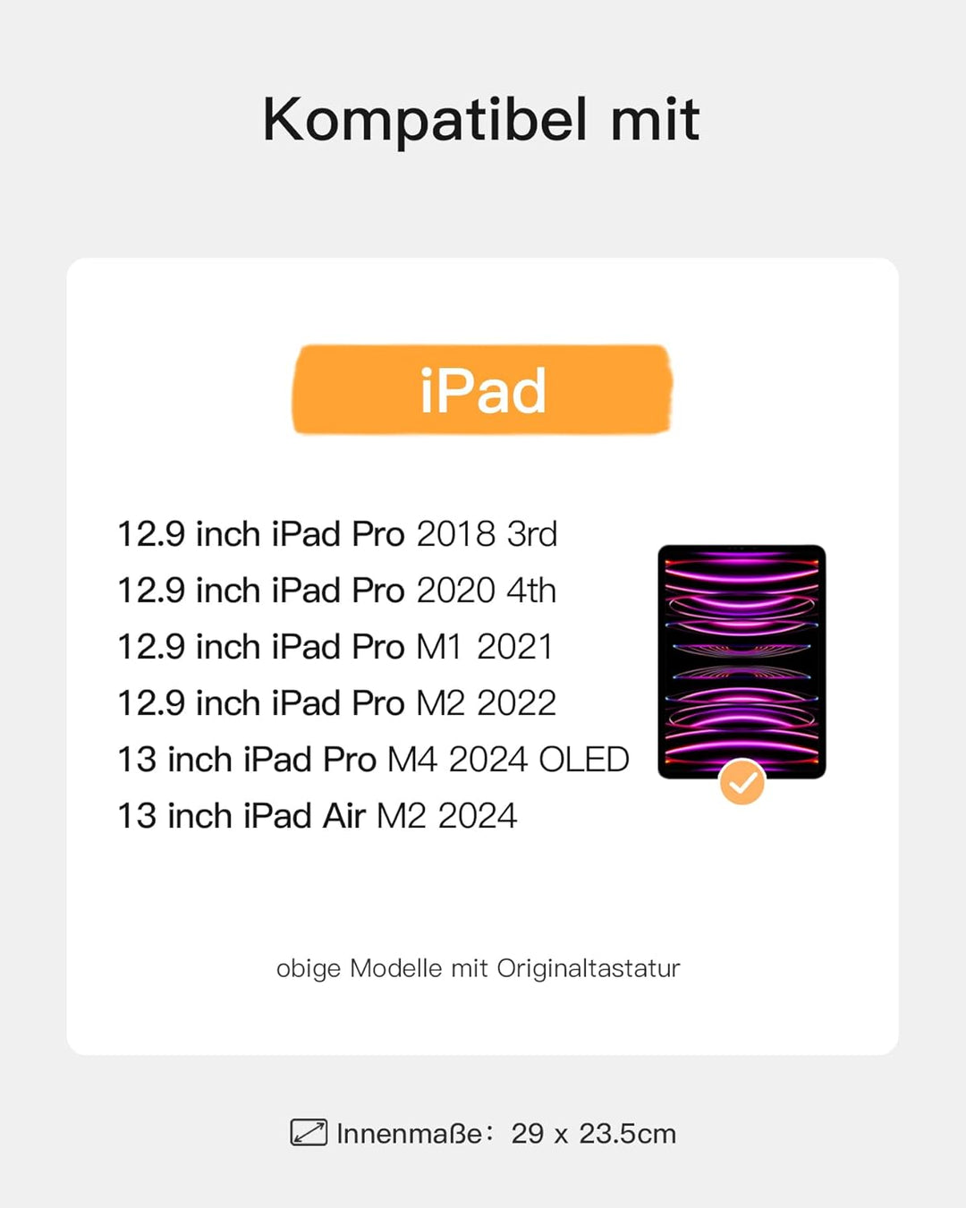 Inateck 12,9 Zoll Hartschalen-Tablet-Hülle Kompatibel mit 12,9 Zoll iPad Pro M2 2022, M1 2021, 12,9