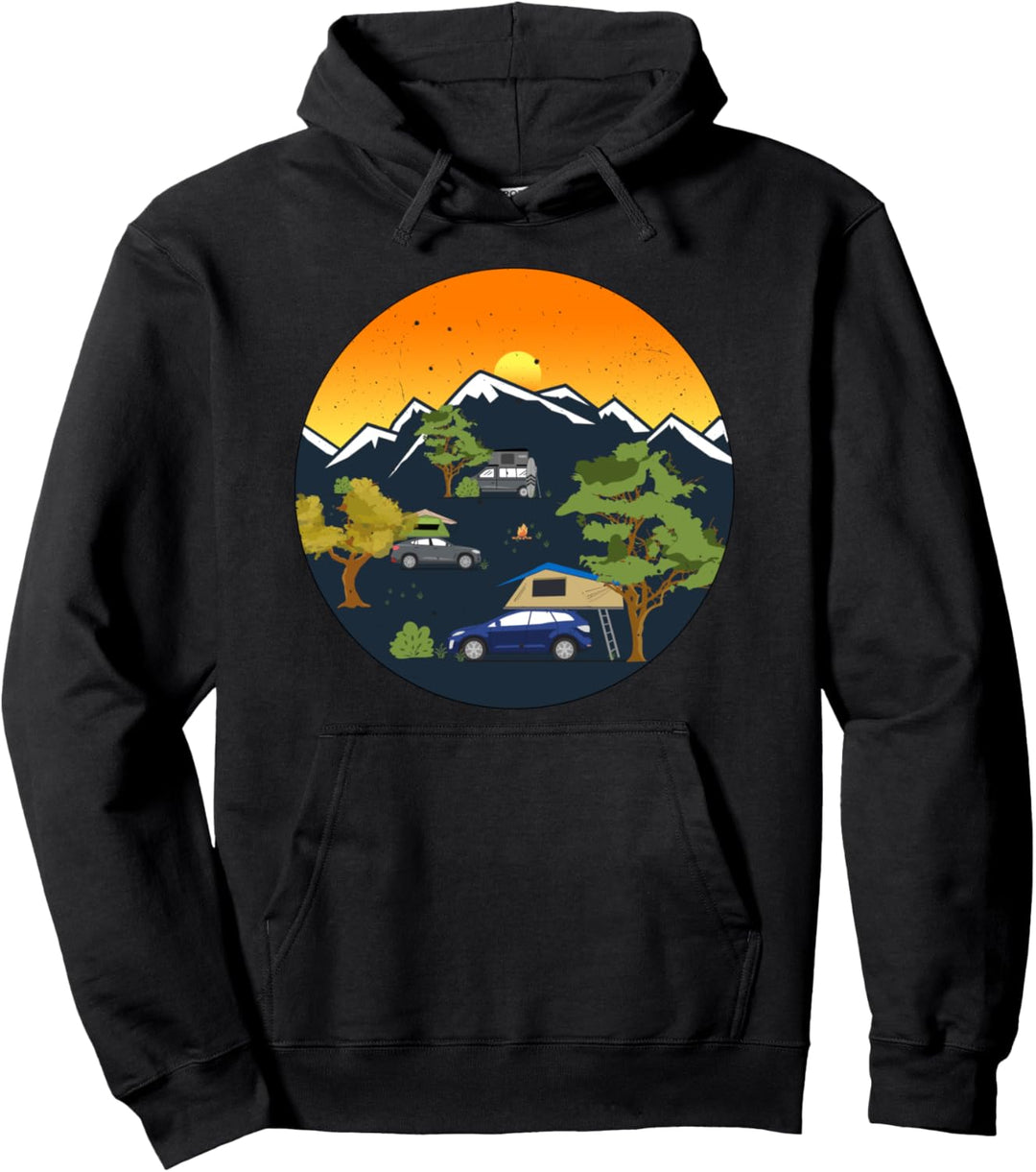Dachzelt Camper | Sonnenuntergang Camping Geschenk Outdoor Pullover Hoodie