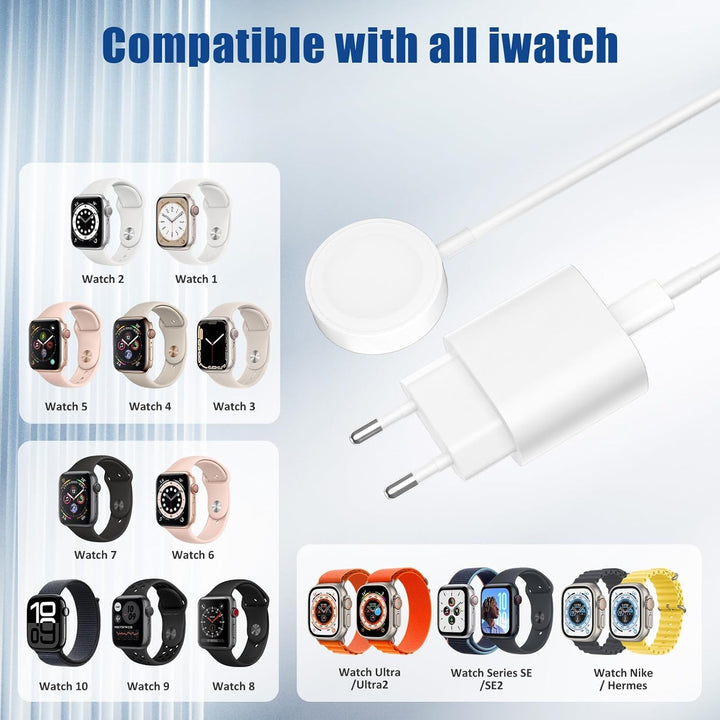 für Apple Watch Ladekabel Original, 20W USB C Ladegerät Schnellladegerät mit Magnet iWatch Kabel 2M