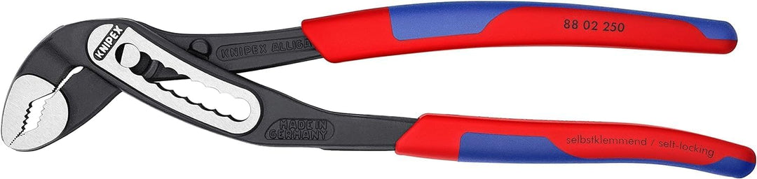 KNIPEX Alligator, Wasserpumpenzange | Rohrzange, Chrom-Vanadium mit schlanken 2K-Griffen, atramentie