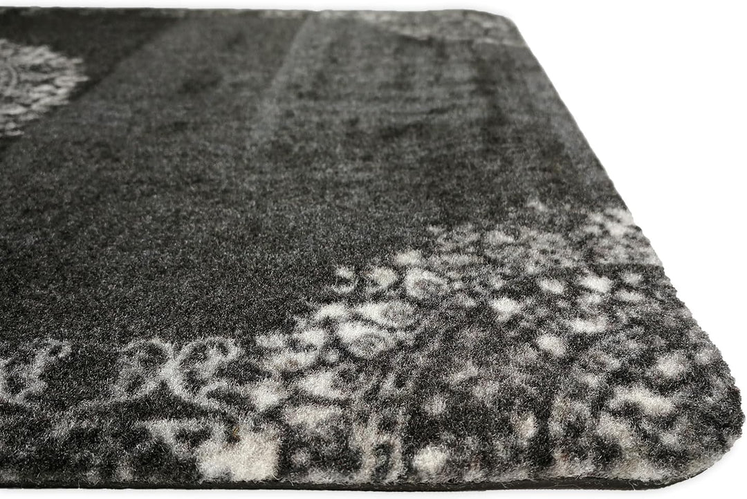 deco-mat Fussmatte Orient (50 x 70 cm, Schwarz) - rutschfeste und waschbare Fussmatte für aussen/inn