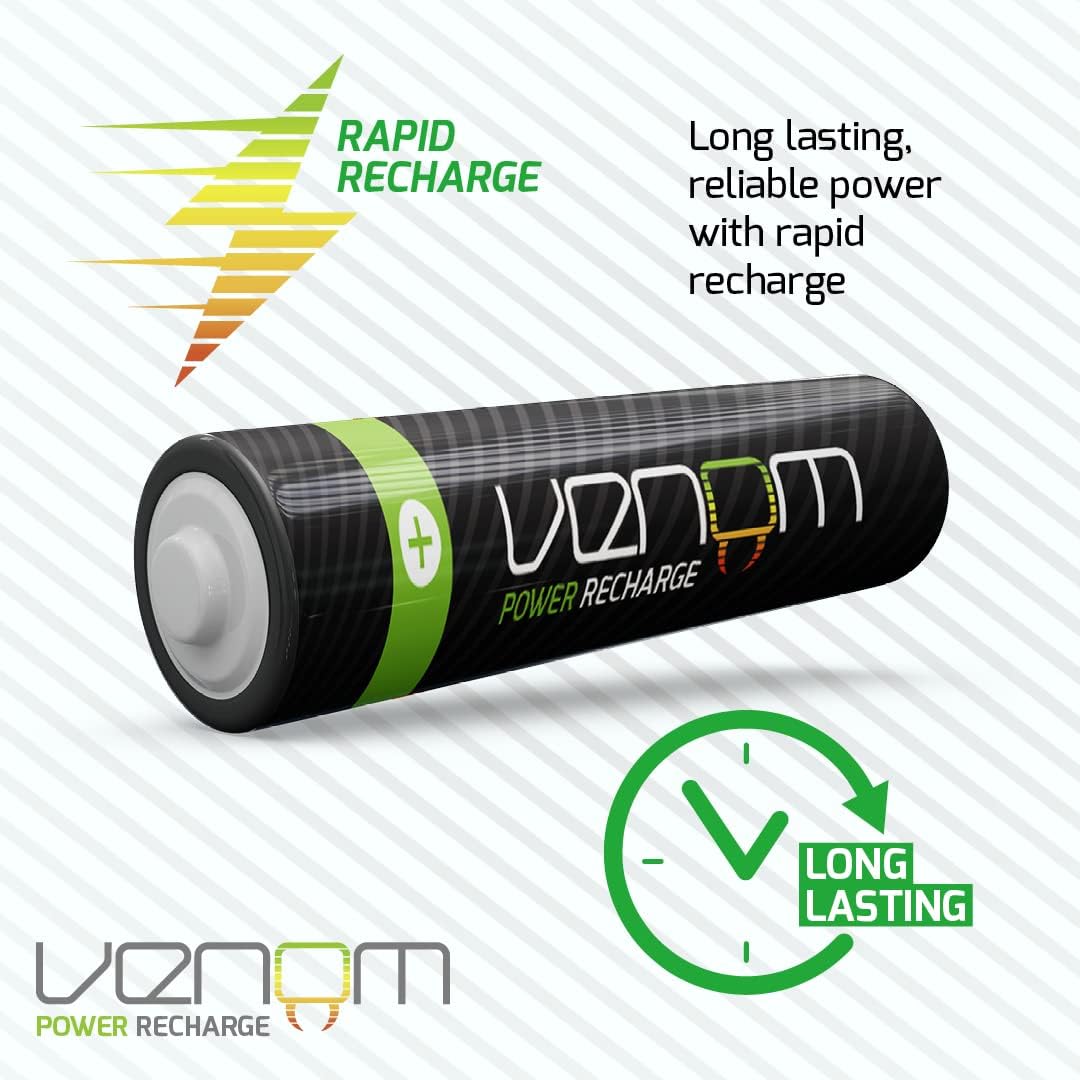 Venom Wiederaufladbare Batterien mit Ladestation – inklusive 16 x AA (1200 mAh) und 16 x AAA (800 mA
