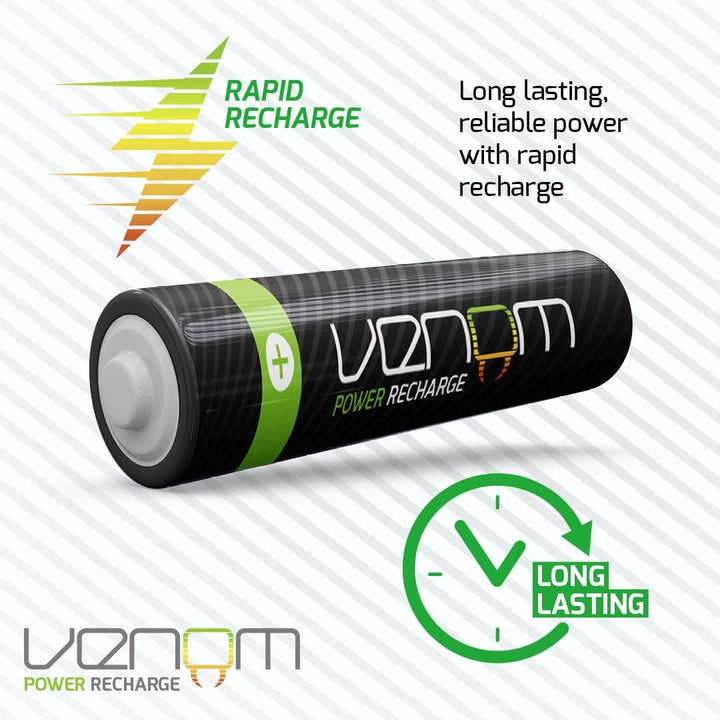 Venom Wiederaufladbare Batterien mit Ladestation – inklusive 16 x AA (1200 mAh) und 16 x AAA (800 mA