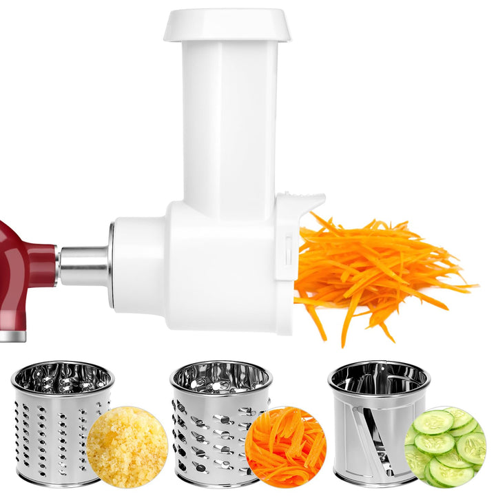QWORK® Gemüseschneider Set, Edelstahl Slicer Shredder Aufsatz, Julienneschneider, Kompatibel mit Kit