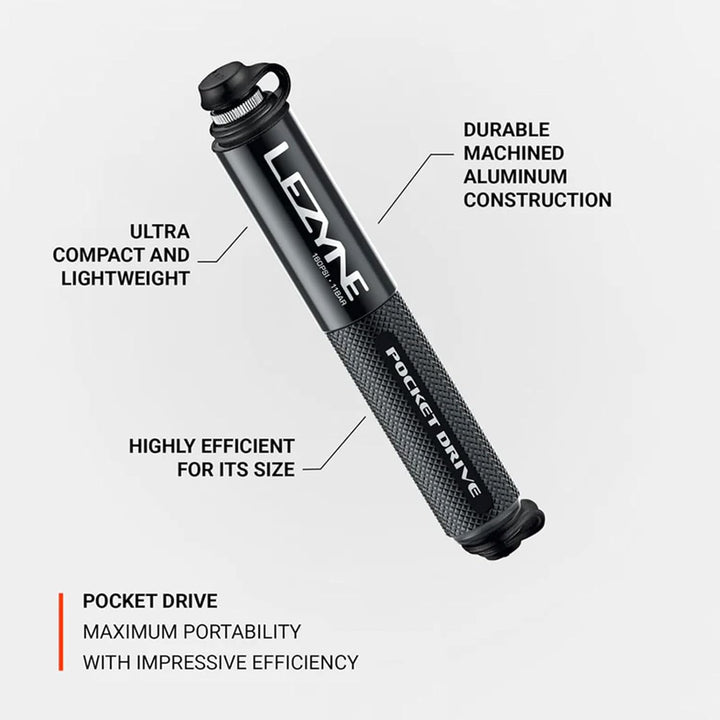 Lezyne Unisex – Erwachsene CNC Pocket Drive Minipumpe 14 cm Schwarz