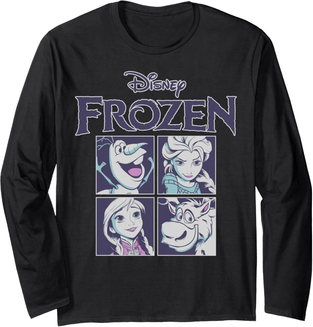 Disney Frozen Blue Hue Character Portrait Grid Panels C1 Langarmshirt