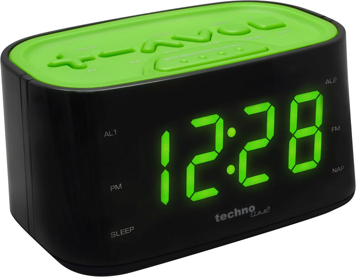 Technoline WT 465 LED Radiowecker mit Tasten im Play-Controller Design, grün, Grün