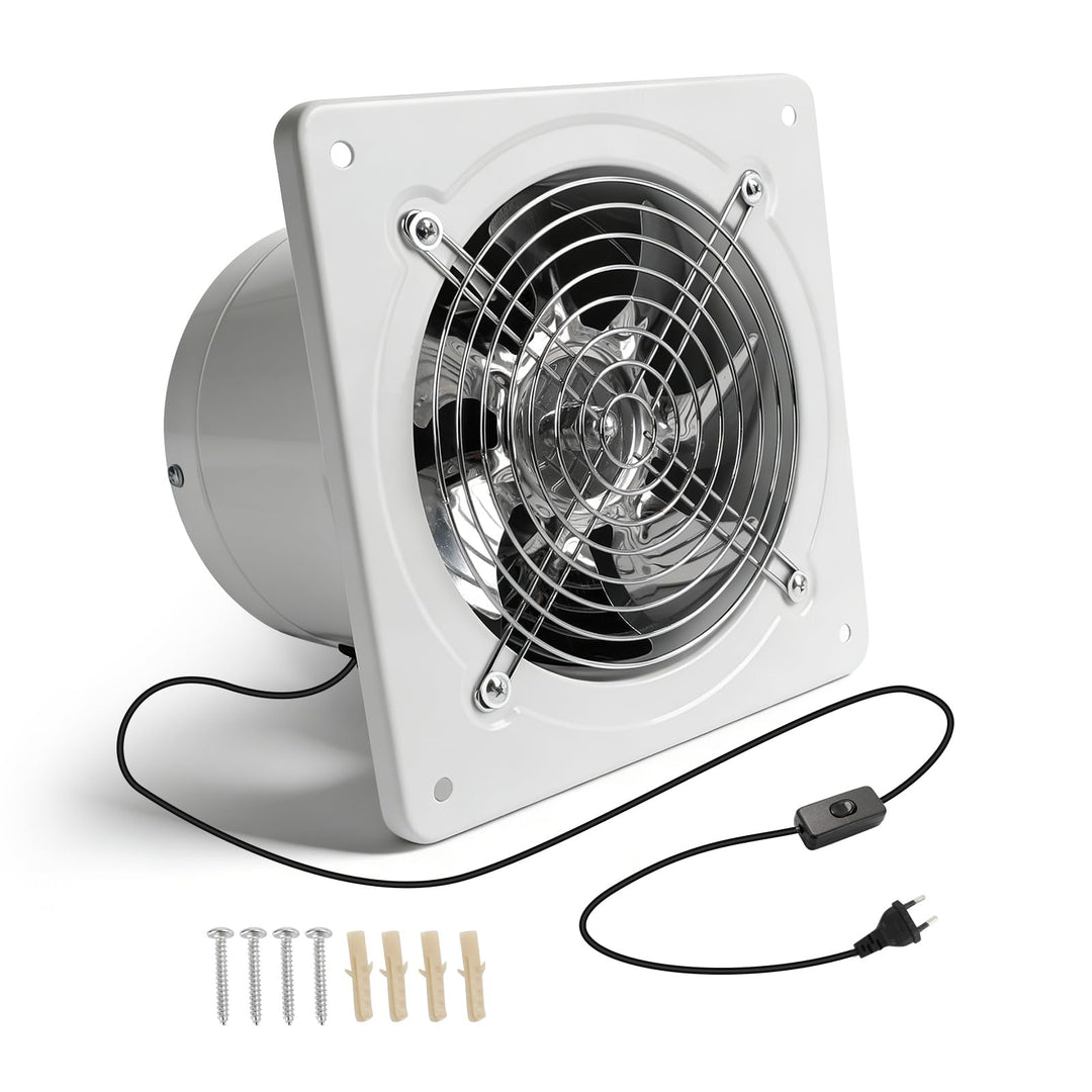 150mm Abluftventilator 600m³/h, Leiser mit Schalter, Stecker, Rückstauklappe, 40W Industrieller Wand