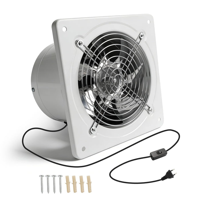 150mm Abluftventilator 600m³/h, Leiser mit Schalter, Stecker, Rückstauklappe, 40W Industrieller Wand