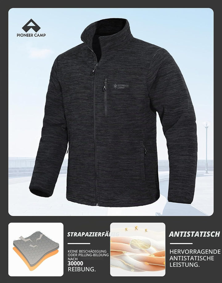 Pioneer Camp Herren Fleecejacke Full Zip Outdoor Polar Leicht Winddicht Jacke mit Reissverschluss M