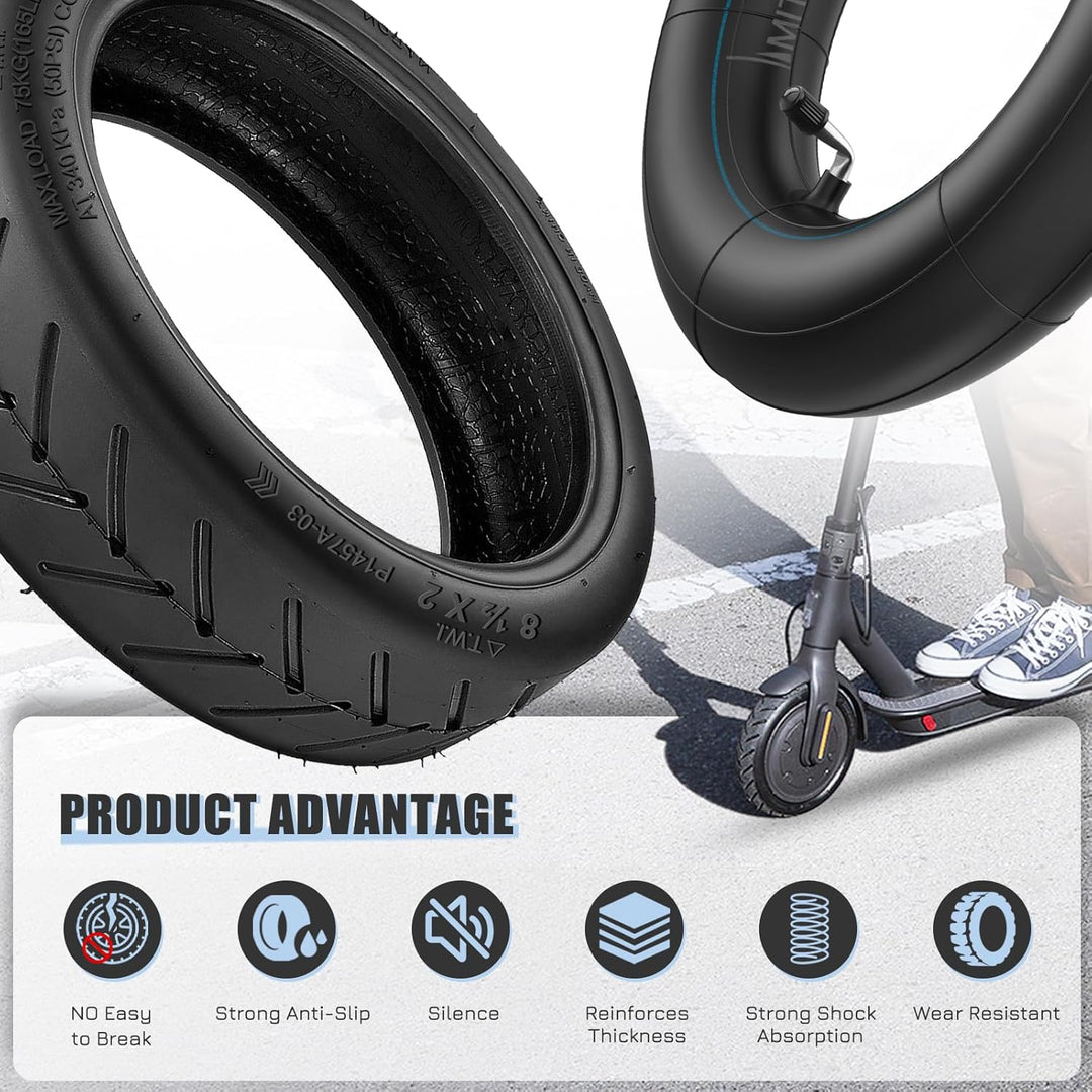 E Scooter Reifen 8 1/2 x2 Schlauch für Xiaomi Pro 2/Pro/M365/1S/Mi 3, 50/75-6.1 Reifen und Schlauch