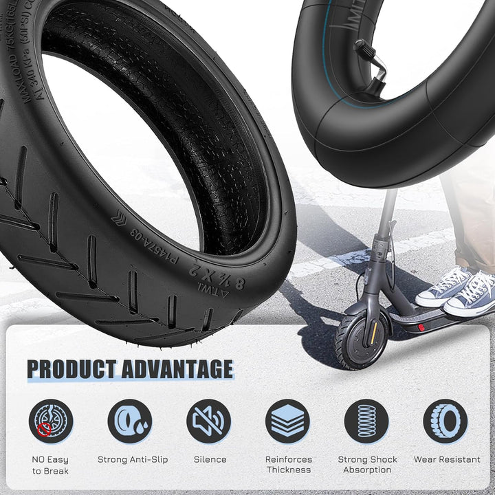 E Scooter Reifen 8 1/2 x2 Schlauch für Xiaomi Pro 2/Pro/M365/1S/Mi 3, 50/75-6.1 Reifen und Schlauch