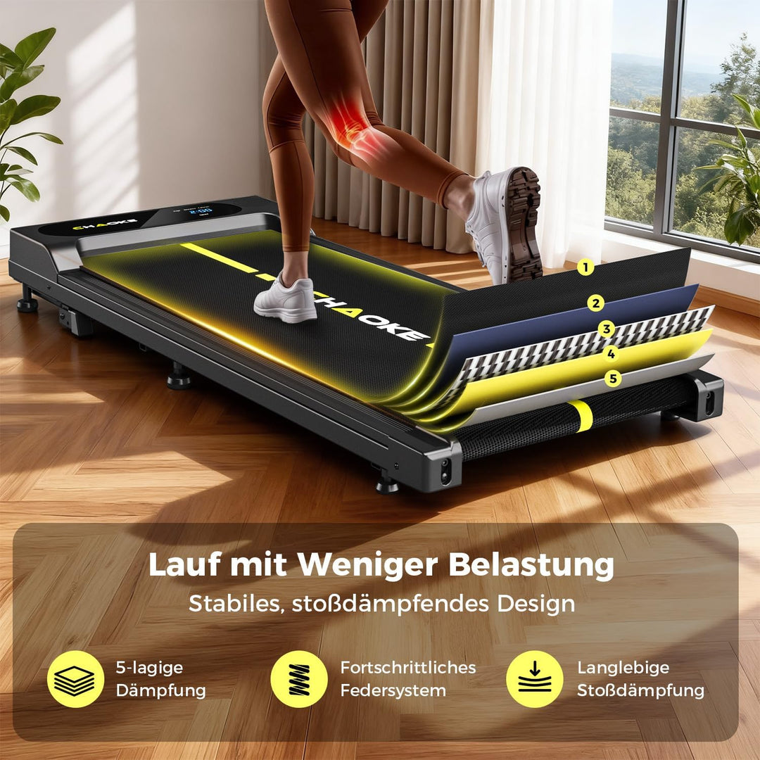 CHAOKE Walking Pad mit Steigung 9%, 1-10 km/h Laufband für Zuhause mit APP, 2.75HP Walking Pad Cardi