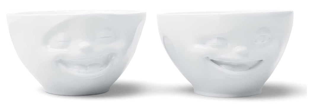 FIFTYEIGHT PRODUCTS / Schälchen-2er Set „Lachend &amp; Zwinkernd“ (Porzellan, 200ml, Weiss, Made in Germ