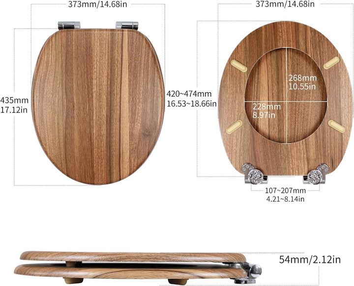 WC Sitz mit Absenkautomatik, Toilettendeckel aus MDF Holz, Stabil Klodeckel mit Soft Close, Toilette