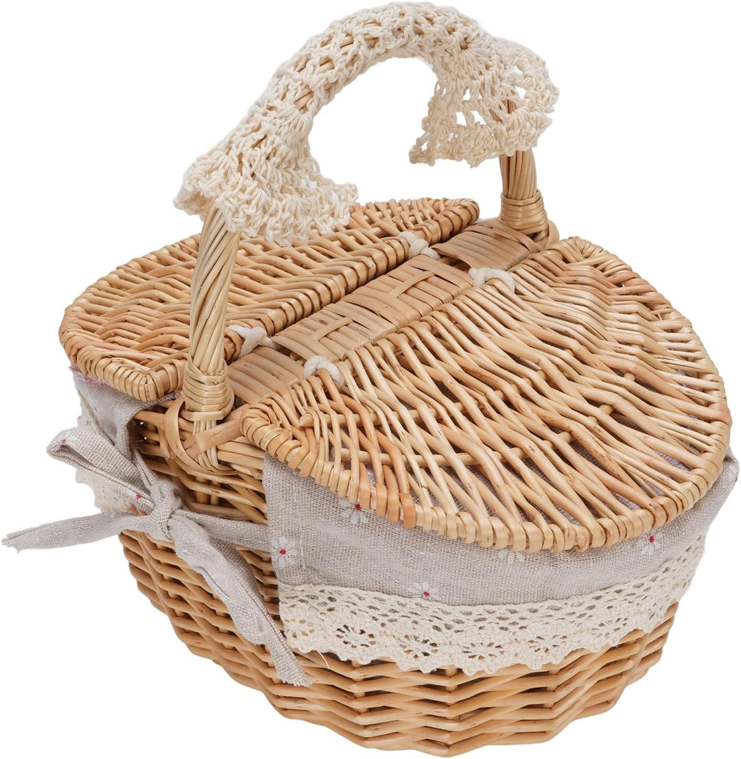Cocoarm Picknickkorb aus Korbgeflecht mit Doppelter Öffnung, Gänseblümchen Design, 25,4 x 18,1 x 24,