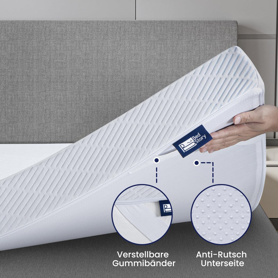 BedStory Gel Topper 90x200cm 10cm Höhe Matratzentopper aus Gel Memory Foam，H3&amp;H4 Gel Schaum Bambus T