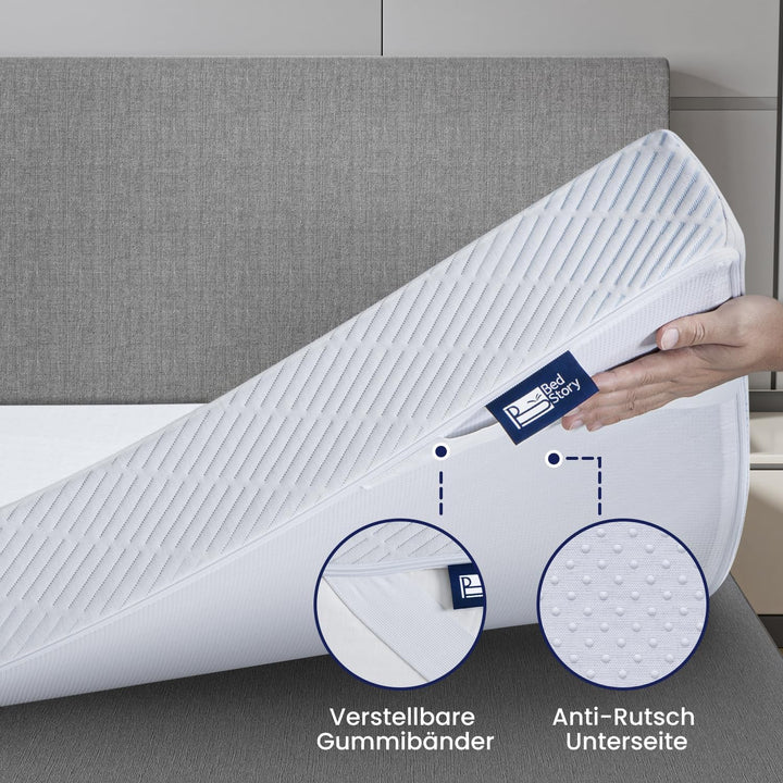 BedStory Gel Topper 90x200cm 10cm Höhe Matratzentopper aus Gel Memory Foam，H3&amp;H4 Gel Schaum Bambus T