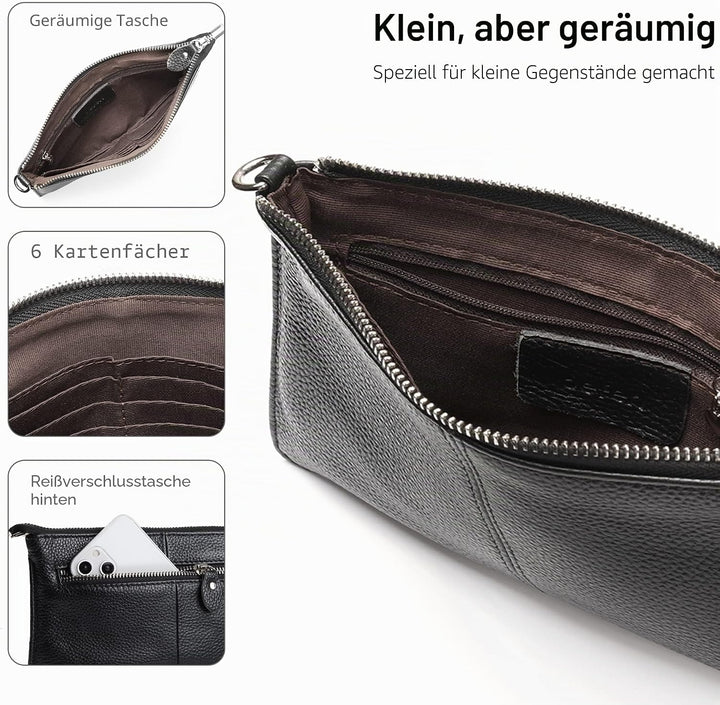 befen Echtleder Damen Umhängetasche Klein Clutch RFID-Blockierung Handtasche Damen Leder Crossbody B
