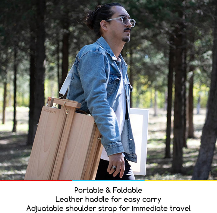 Meeden Staffelei Holz Gross, Französische Kofferstaffelei Kizzenkasten Staffelei, Kunststaffelei mit