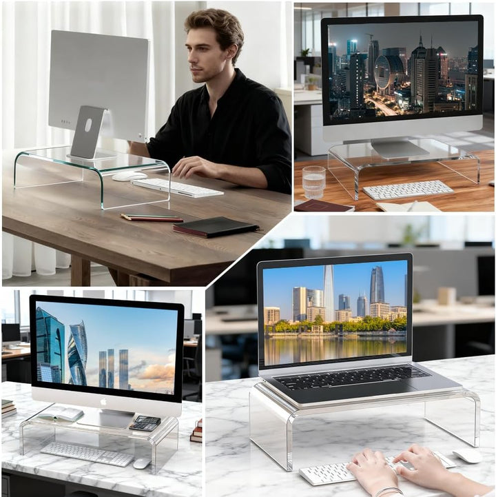 Monitorständer Acryl Bildschirmständer Transparenter Bildschirmerhöhung PC Laptopständer Monitorerhö
