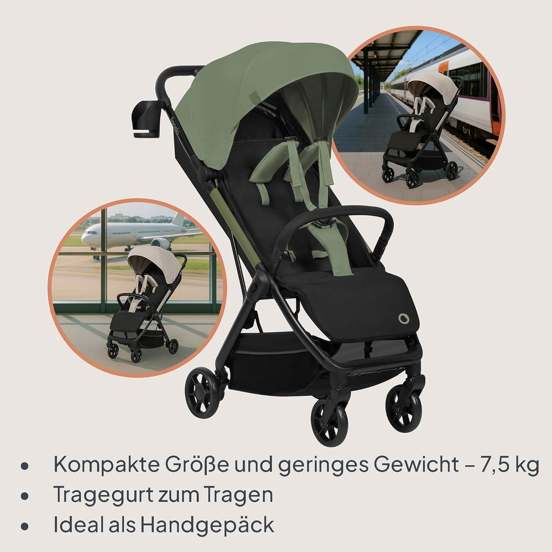 Lionelo Julie Air Buggy bis zu 22 kg von 6 m bis 4 Jahre Für Flugzeug Schwenkräder 360° Federung Ein