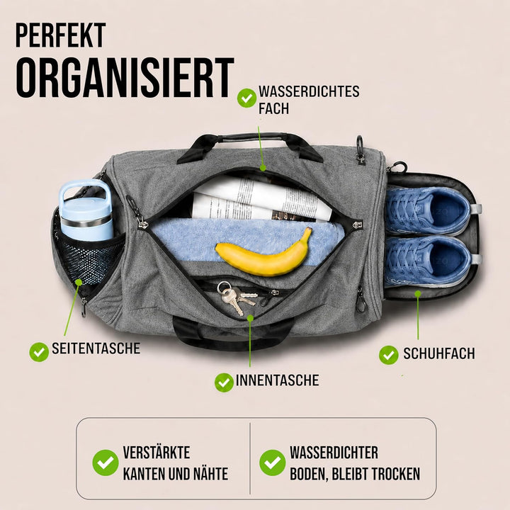 Sporttasche &amp; Reisetasche für Damen und Herren mit Nassfach &amp; Schuhfach - Sporttaschen für Sport &amp; R